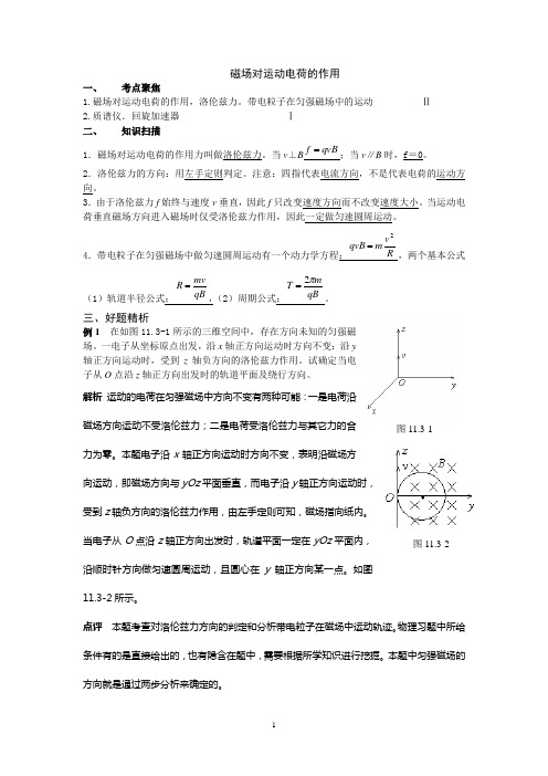 磁场对运动电荷的作用