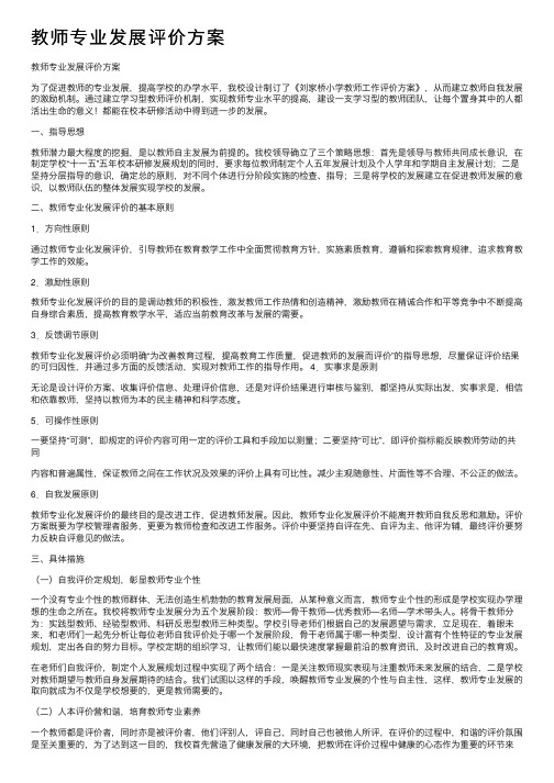 教师专业发展评价方案