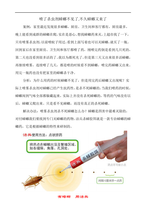 喷了杀虫剂蟑螂不见了 不过过段时间小强又出来了