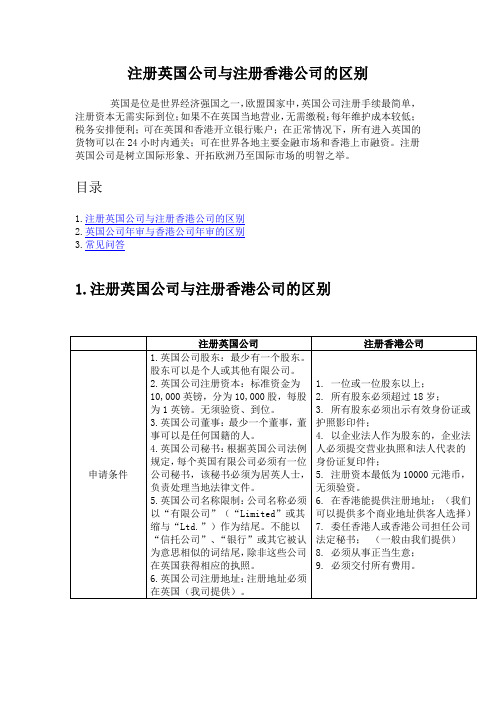 注册英国公司与注册香港公司的区别