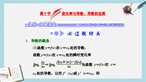 高考数学大一轮复习第二章函数导数及其应用第十节变化率与导数导数的运算课件文