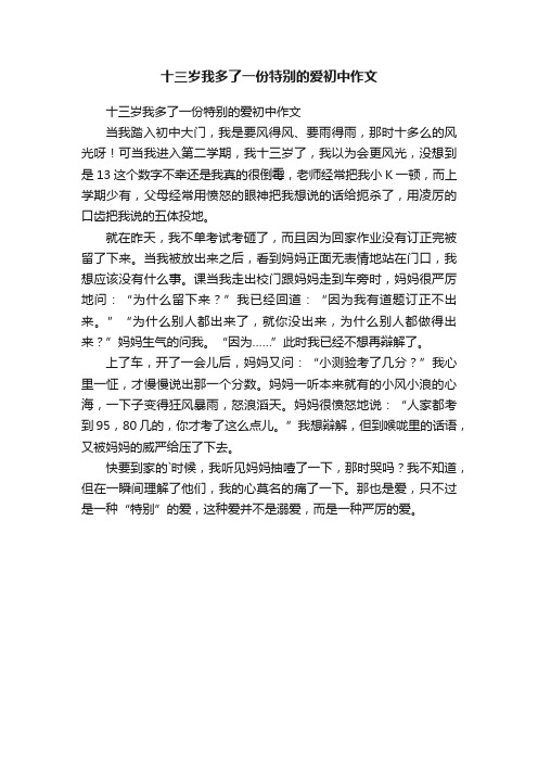 十三岁我多了一份特别的爱初中作文