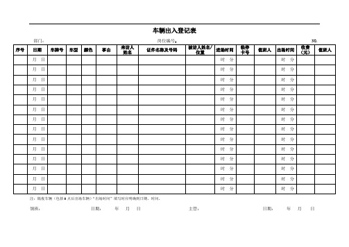 车辆出入登记表