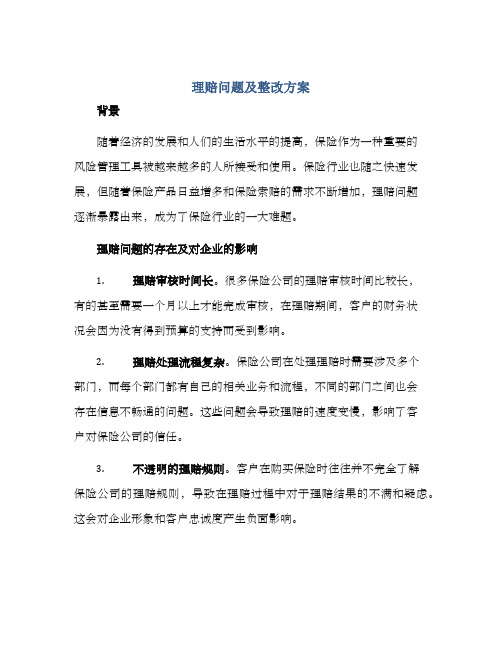 理赔问题及整改方案