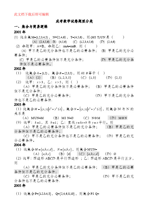 成人高考数学试题(历年成考数学试题答案与解答提示)(完整资料).doc