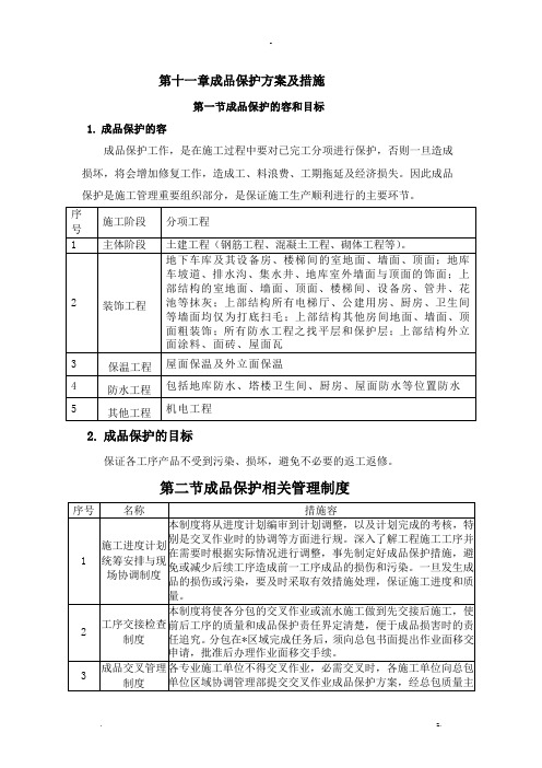 成品保护方案及对策措施