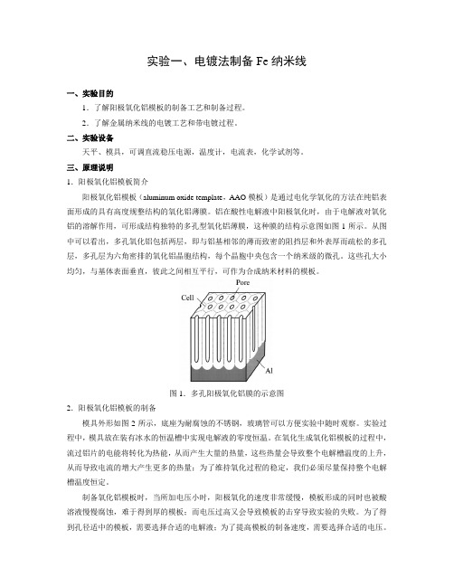 电镀法制备Fe纳米线