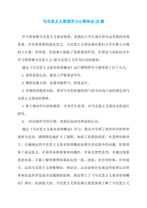 马克思主义原理学习心得体会20篇