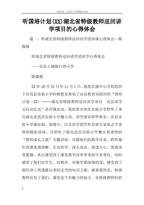 听国培计划(XX)湖北省特级教师巡回讲学项目的心得体会