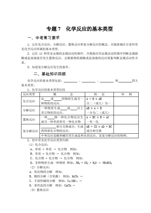 专题7化学反应的基本类型