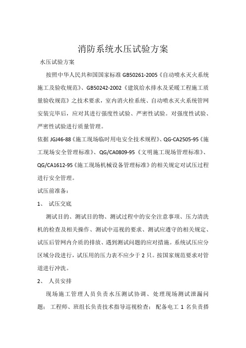消防系统水压试验方案