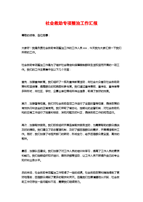 社会救助专项整治工作汇报