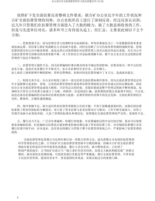 办公室针对全面预算管理学习的反思整改学习计划