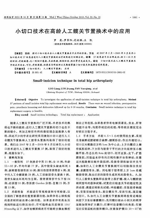 小切口技术在高龄人工髋关节置换术中的应用