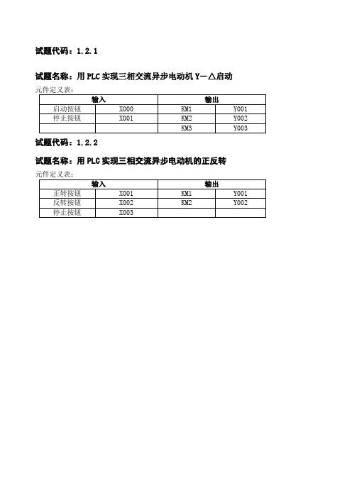 维修电工中级PLC参考程序汇总