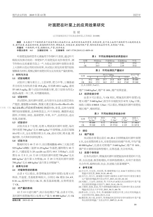 叶面肥在叶菜上的应用效果研究