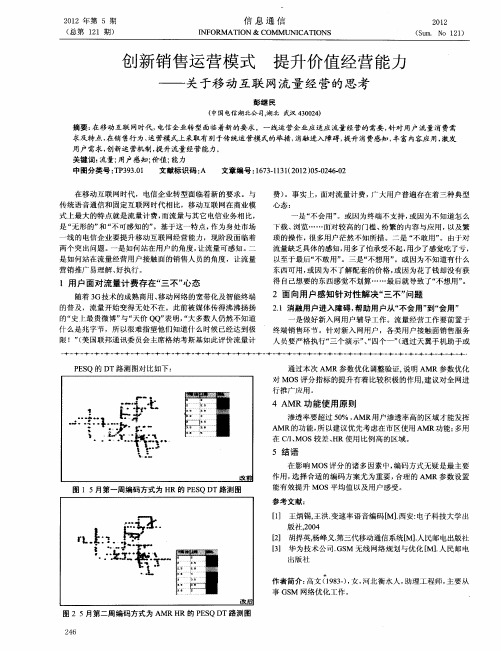 创新销售运营模式  提升价值经营能力——关于移动互联网流量经营的思考