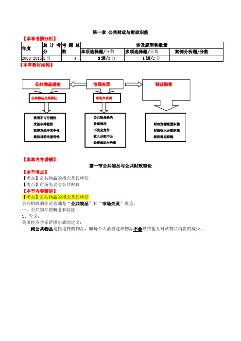 中级经济师-财税、第一章公共财政与财政职能-第一节公共物品与公共财政理论(一)