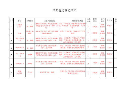 烧碱风险分级管控清单(模版)