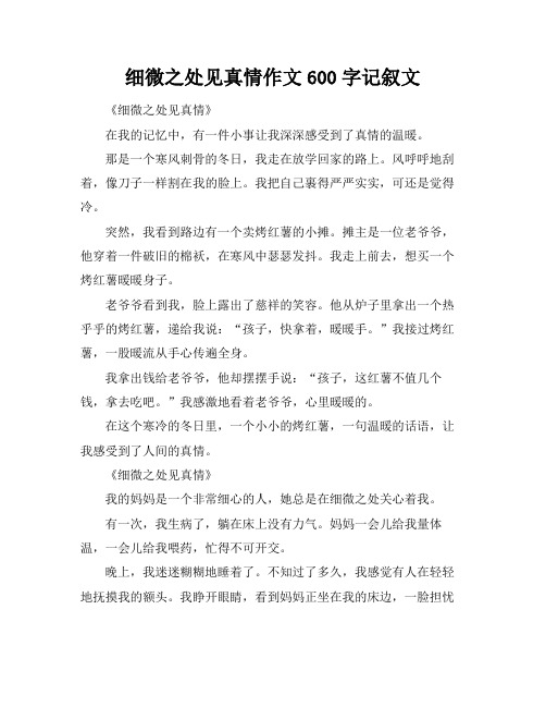 细微之处见真情作文600字记叙文