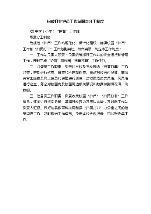 扫黄打非护苗工作站职责分工制度