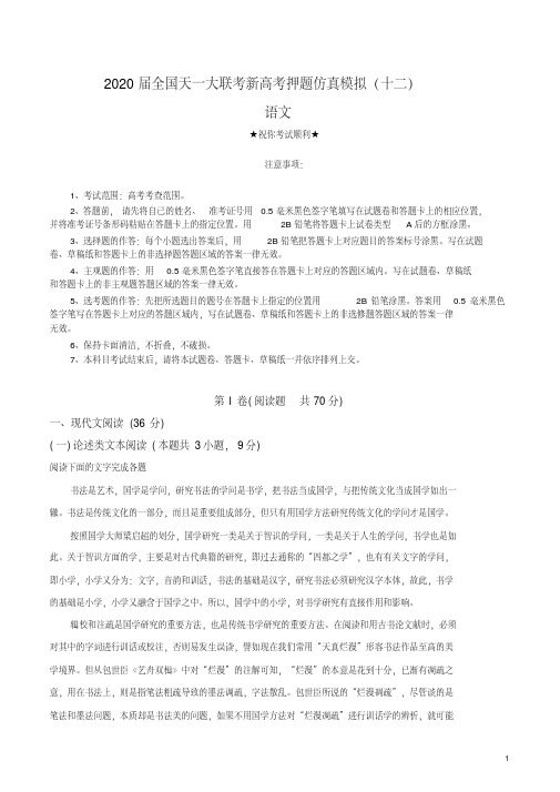 2020届全国天一大联考新高考押题仿真模拟(十二)语文试卷.pdf