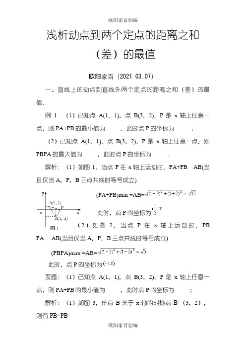 动点到两定点的距离最值之欧阳家百创编