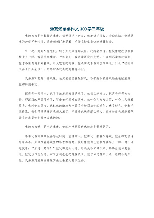 游戏迷弟弟作文300字三年级