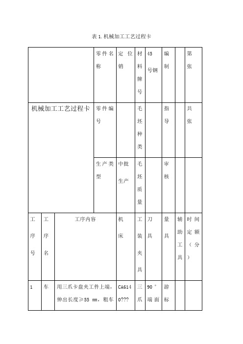 机械加工工艺过程卡片