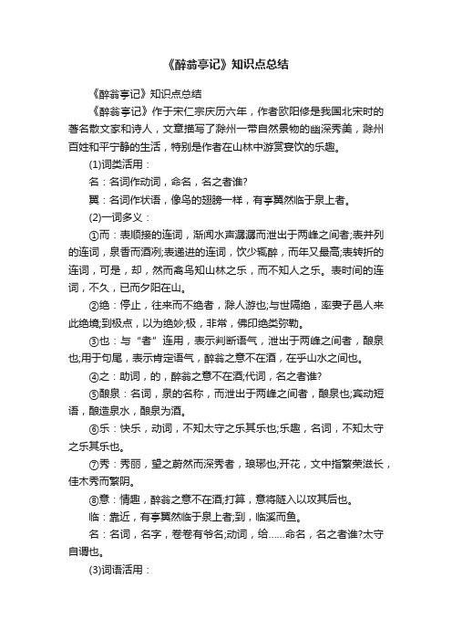 《醉翁亭记》知识点总结