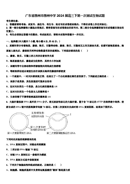 广东省惠州市惠州中学2024届高三下第一次测试生物试题含解析