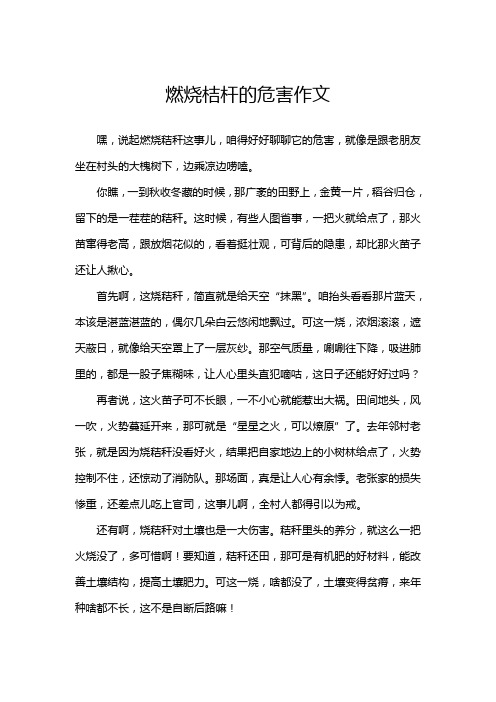 燃烧桔杆的危害作文