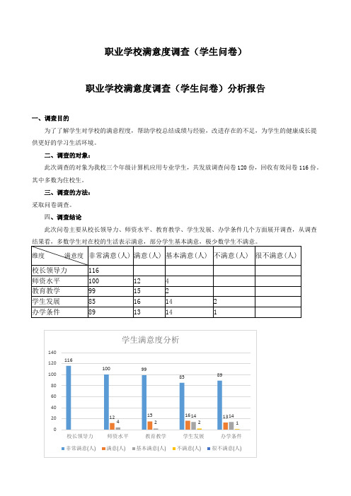 中职学生满意度及分析