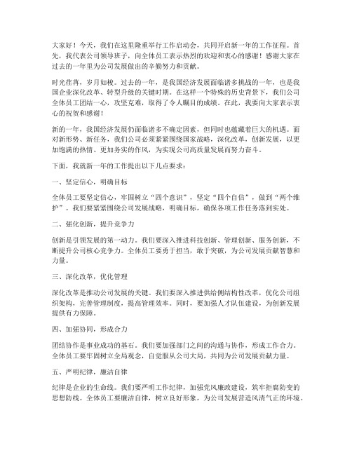 工作启动会领导发言稿