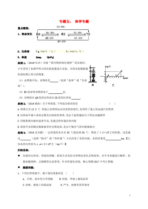 山东省临沂市2017年中考物理二轮专题复习专题五热 精品