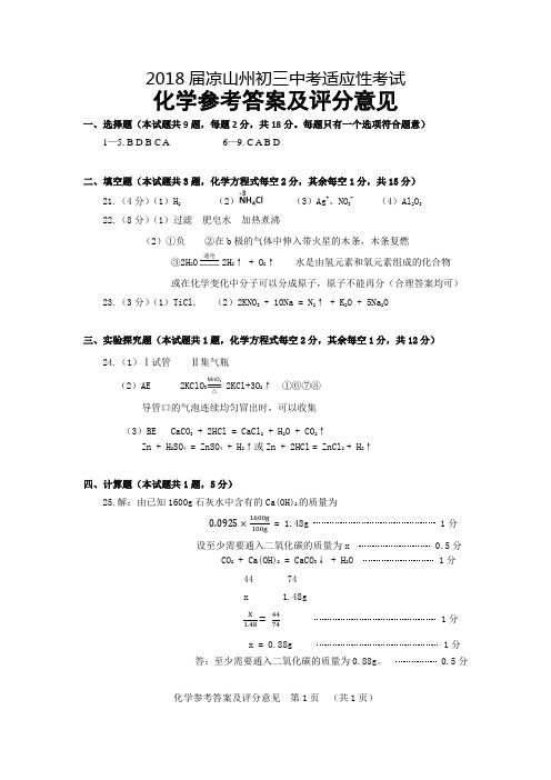 九年级化学答案