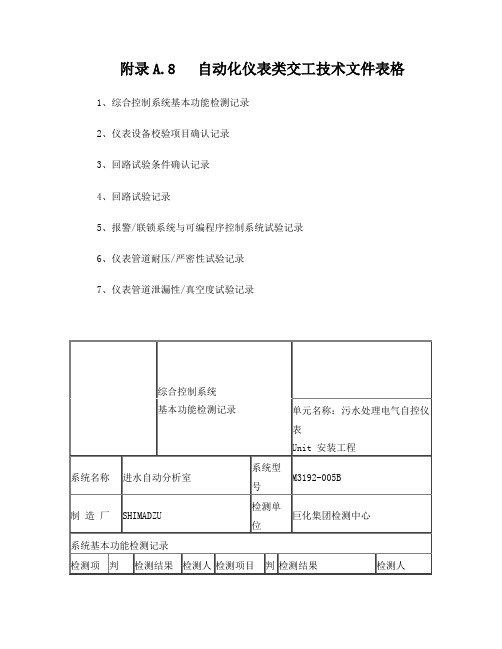 化学工业工程建设交工技术文件规定(仪表)