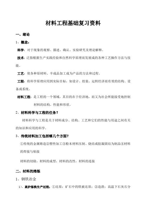 材料工程基础全复习资料