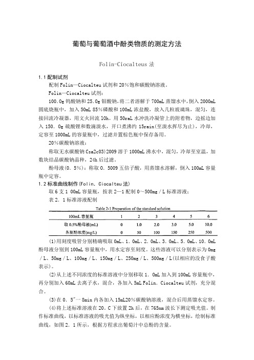 葡萄与葡萄酒中酚类物质的测定方法