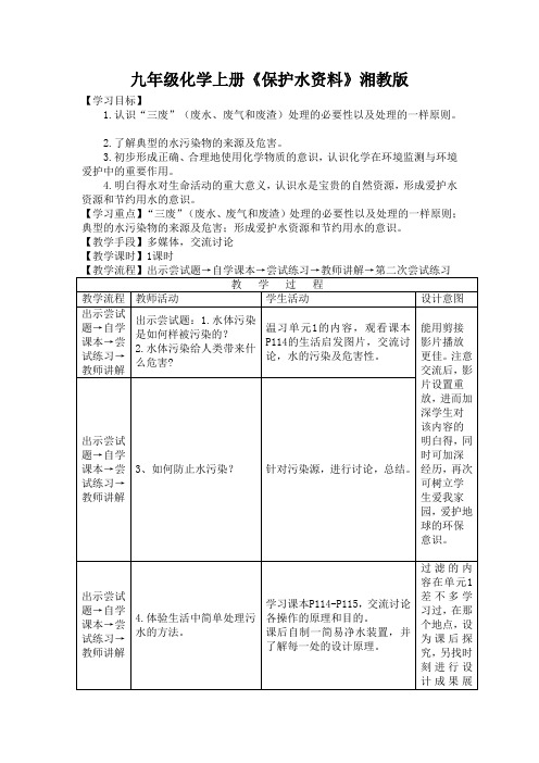 九年级化学上册《保护水资料》湘教版