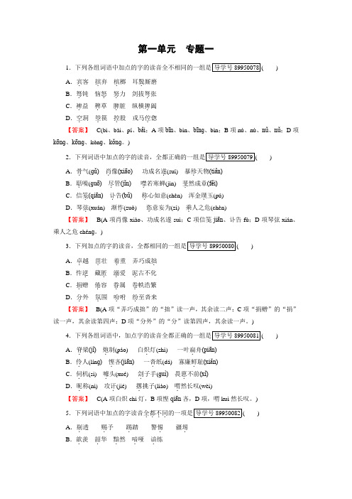 高一语文人教版必修一练习：专题 字音 Word版含解析 (1).doc