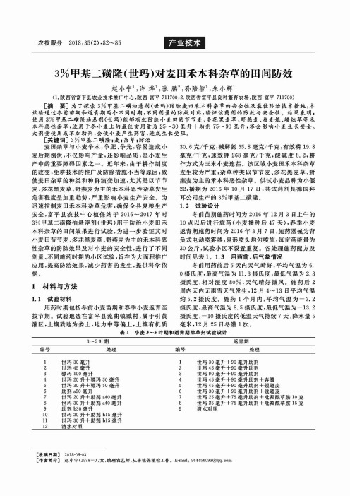 3%甲基二磺隆(世玛)对麦田禾本科杂草的田间防效