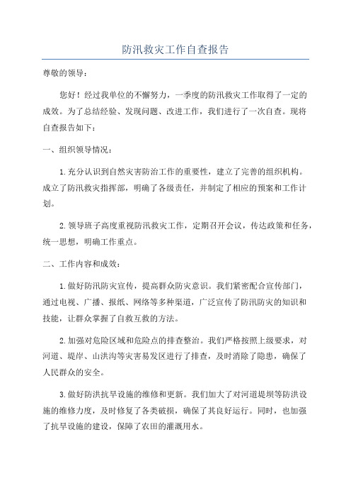 防汛救灾工作自查报告