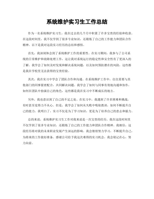 系统维护实习生工作总结