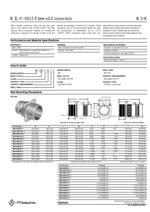 MS3106K16S中文资料