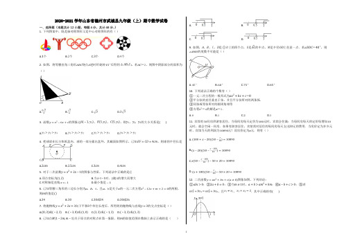 2020-2021学年山东省德州市武城县九年级(上)期中数学试卷含解析