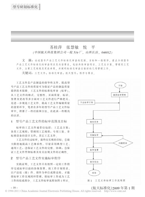 型号产品工艺文件标准化审查的程序与要求