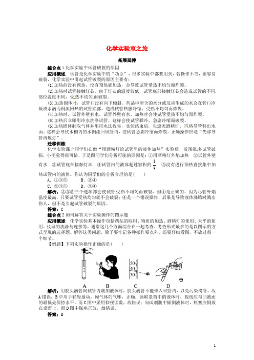 辽宁省凌海市石山初级中学九年级化学上册 1.2 化学实验室之旅拓展延伸训练 (新版)粤教版