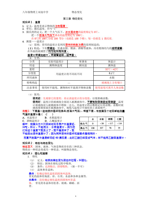 (完整)八年级物理人教版上第三章物态变化总结,推荐文档