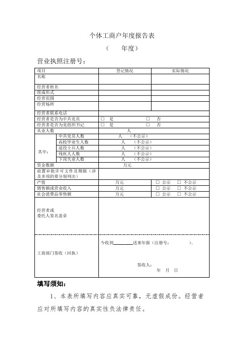 个体工商户年度报告表